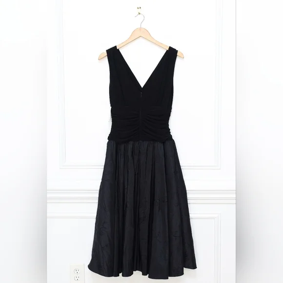 NWT Vintage Black Drop Waist Dress Embroidered Formal Prom Deadstock Size 10 90s - Picture 5 of 9